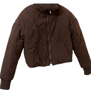 Ci Sono Brown Cropped Puffer Jacket